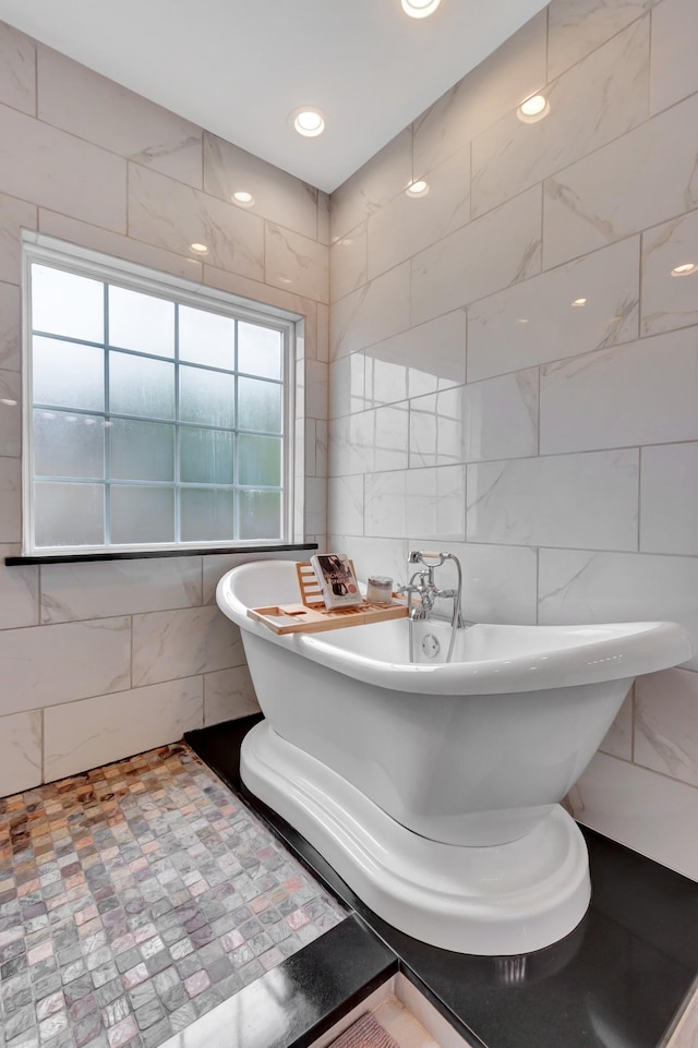 1838 Oreilly Cir, Spring Hill, TN 37174 - full bathroom featuring tile walls and a freestanding tub