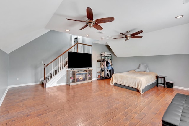 1838 Oreilly Cir, Spring Hill, TN 37174 - bedroom with lofted ceiling, wood finished floors, baseboards, recessed lighting, and ceiling fan