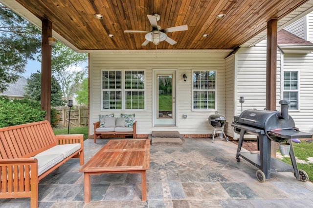 1838 Oreilly Cir, Spring Hill, TN 37174 - view of patio / terrace featuring grilling area, an outdoor living space, and ceiling fan