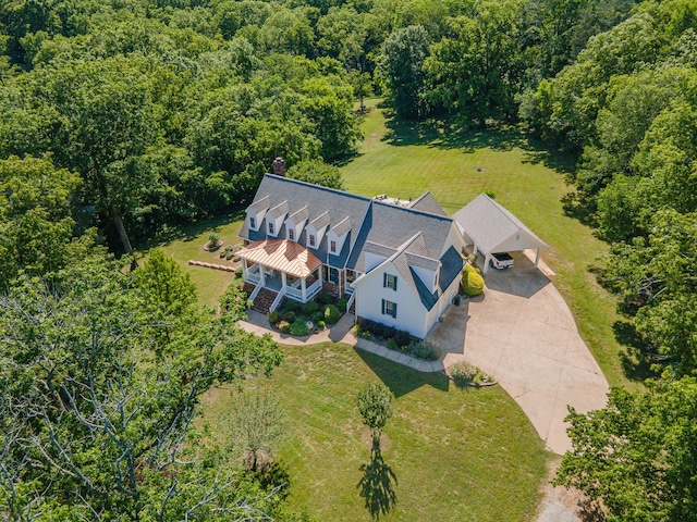 15687 Columbia Hwy, Lynnville, TN 38472 - aerial view of property and surrounding area featuring a heavily wooded area