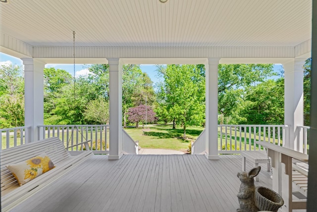 15687 Columbia Hwy, Lynnville, TN 38472 - deck featuring view of scattered trees and a yard