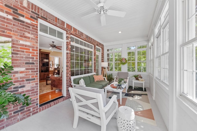 15687 Columbia Hwy, Lynnville, TN 38472 - sunroom / solarium with a ceiling fan, french doors, and outdoor lounge area