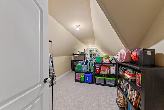 15687 Columbia Hwy, Lynnville, TN 38472 - recreation room with vaulted ceiling, carpet flooring, and baseboards