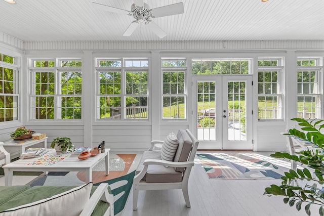15687 Columbia Hwy, Lynnville, TN 38472 - sunroom with french doors, wooden ceiling, and hardwood / wood-style floors