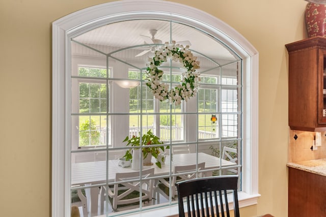 15687 Columbia Hwy, Lynnville, TN 38472 - dining area featuring a ceiling fan
