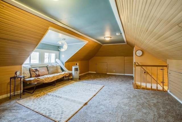 959 Glass St, Franklin, TN 37064 - bonus room featuring carpet, baseboards, wooden walls, and lofted ceiling
