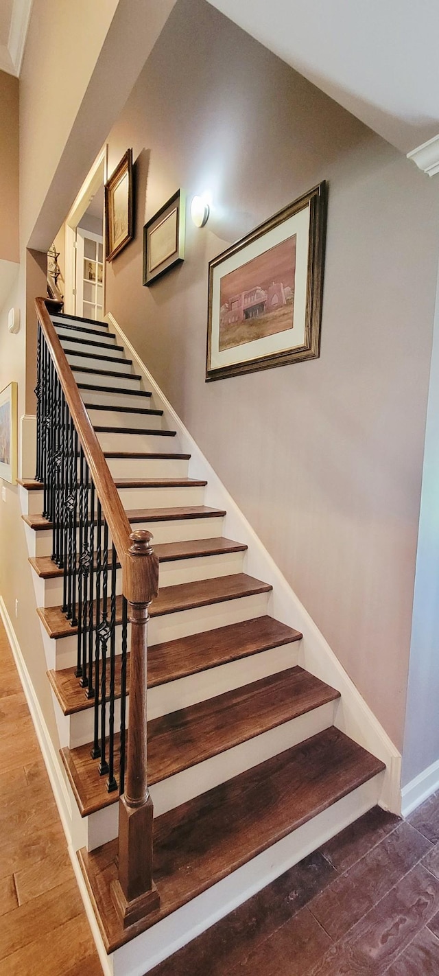 222 Pumphill Rd, Dickson, TN 37055 - stairs with wood finished floors and baseboards