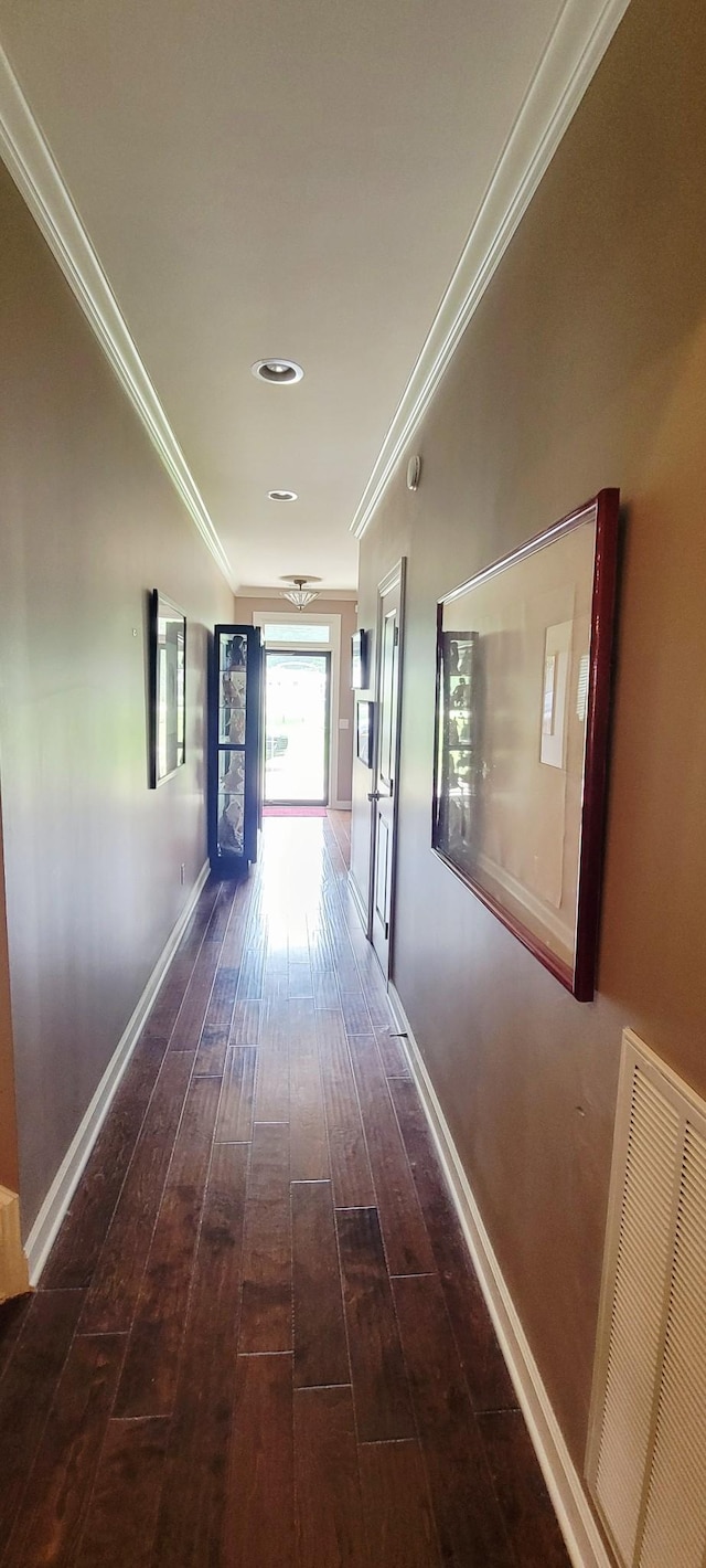 222 Pumphill Rd, Dickson, TN 37055 - hallway with crown molding, wood-type flooring, and baseboards