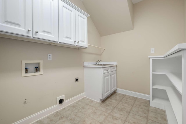 3037 Flagstone Dr, Franklin, TN 37069 - laundry area with hookup for an electric dryer, cabinet space, washer hookup, and baseboards