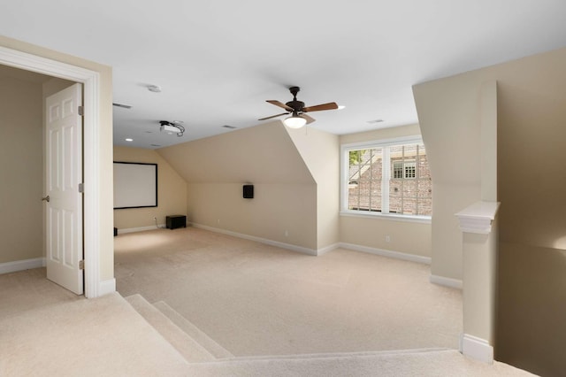 3037 Flagstone Dr, Franklin, TN 37069 - bonus room featuring carpet flooring, ceiling fan, baseboards, and vaulted ceiling