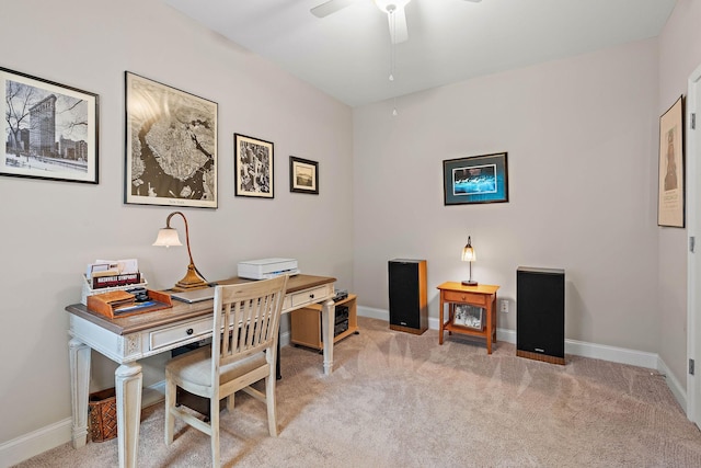 1648 Foston Ln, Gallatin, TN 37066 - office with carpet flooring, a ceiling fan, and baseboards