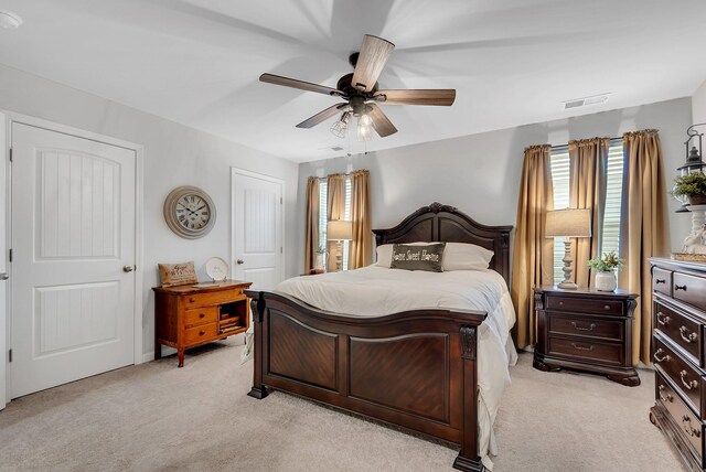 803 Dallas Dr, Columbia, TN 38401 - bedroom with light colored carpet and ceiling fan