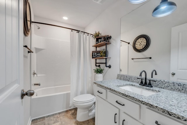 803 Dallas Dr, Columbia, TN 38401 - full bathroom with vanity, shower / bathtub combination with curtain, and toilet