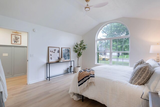 3755 Indian Creek Blvd, Murfreesboro, TN 37128 - bedroom with light wood-style flooring, lofted ceiling, and a ceiling fan