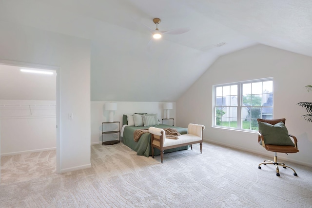 3755 Indian Creek Blvd, Murfreesboro, TN 37128 - bedroom featuring carpet floors, lofted ceiling, baseboards, a walk in closet, and ceiling fan