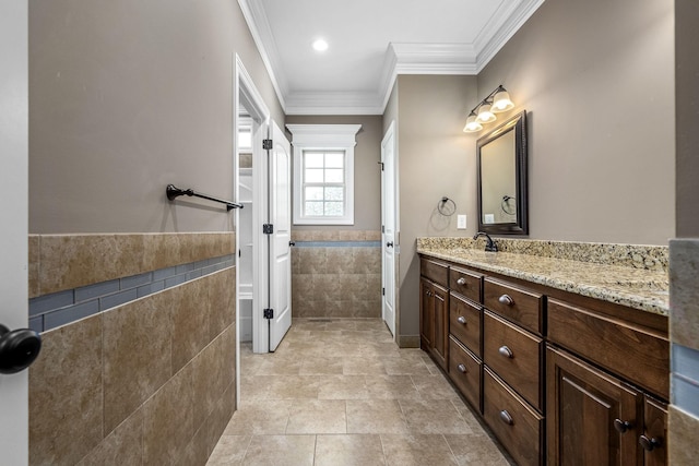 103 Rosehaven Ct, Tullahoma, TN 37388 - full bathroom with ornamental molding, double vanity, and tile patterned flooring
