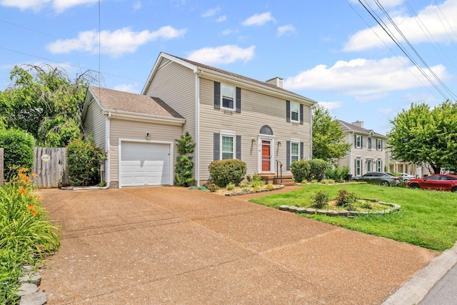 108 Agee Cir W, Hendersonville, TN 37075 - colonial home with an attached garage, driveway, and a chimney