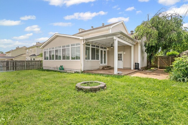 108 Agee Cir W, Hendersonville, TN 37075 - back of property with a ceiling fan, a patio, and a sunroom