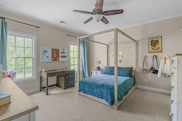 1422 Primrose Ln, Franklin, TN 37064 - bedroom with carpet, baseboards, multiple windows, and crown molding
