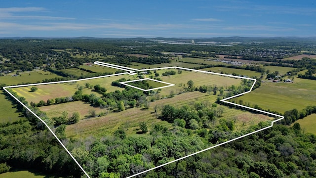7736 Stewarts Ferry Pike, Mount Juliet, TN 37122 - aerial view of sparsely populated area with property boundaries highlighted and a forest
