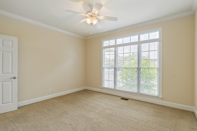 9166 Sydney Ln, Brentwood, TN 37027 - carpeted spare room featuring ornamental molding, plenty of natural light, baseboards, and a ceiling fan