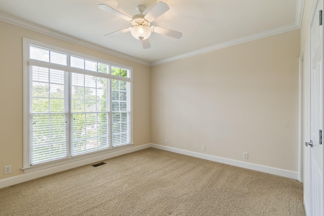 9166 Sydney Ln, Brentwood, TN 37027 - carpeted empty room with ornamental molding, baseboards, and ceiling fan