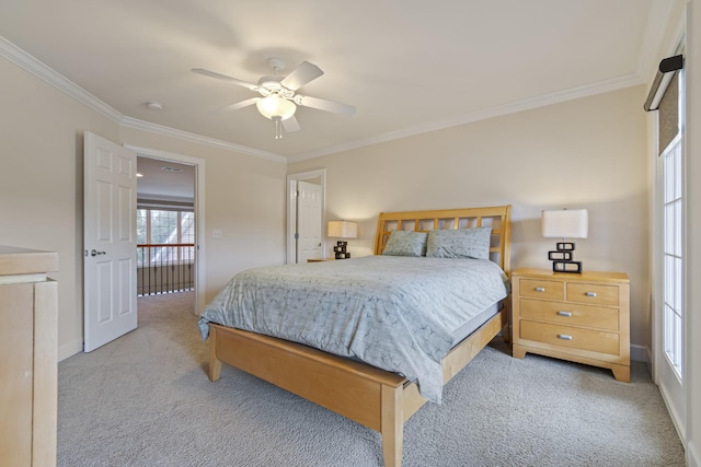 9166 Sydney Ln, Brentwood, TN 37027 - bedroom featuring carpet floors, ornamental molding, and a ceiling fan