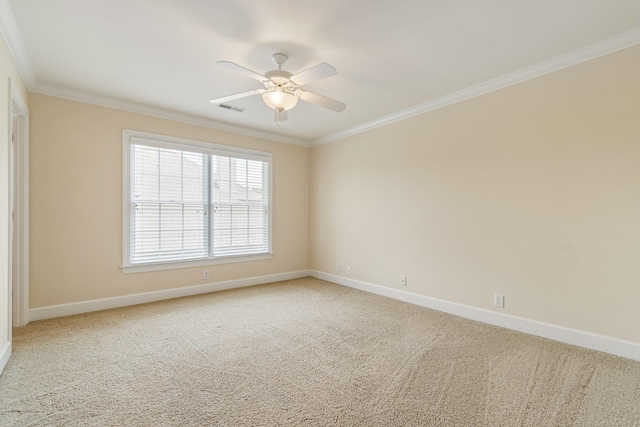 9166 Sydney Ln, Brentwood, TN 37027 - carpeted spare room with ornamental molding, baseboards, and ceiling fan