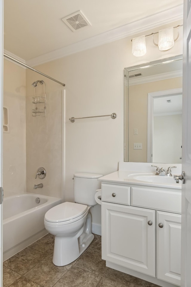 9166 Sydney Ln, Brentwood, TN 37027 - full bath with crown molding, toilet, vanity,  shower combination, and tile patterned flooring