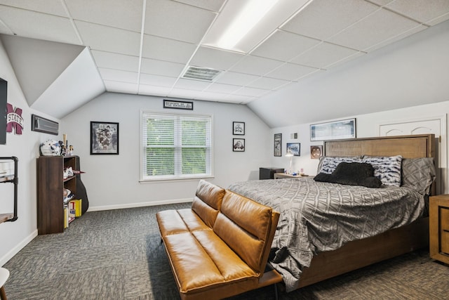 2754 Douglas Ln, Thompsons Station, TN 37179 - bedroom with carpet, baseboards, vaulted ceiling, and a drop ceiling