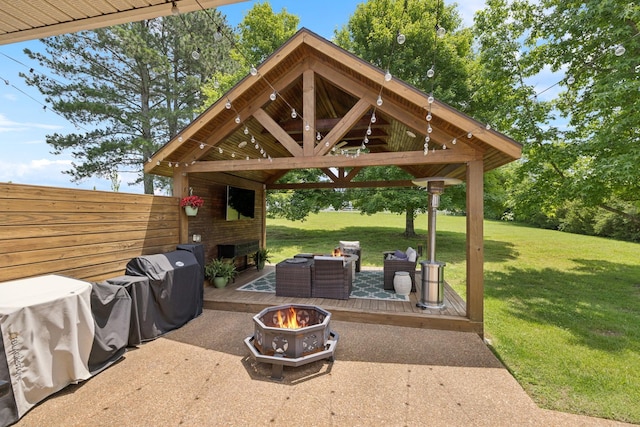 2754 Douglas Ln, Thompsons Station, TN 37179 - view of patio / terrace with a gazebo and an outdoor living space with a fireplace