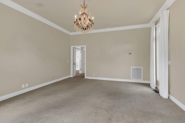 113 Middleton Cir, Nashville, TN 37215 - carpeted spare room featuring a chandelier, baseboards, and ornamental molding