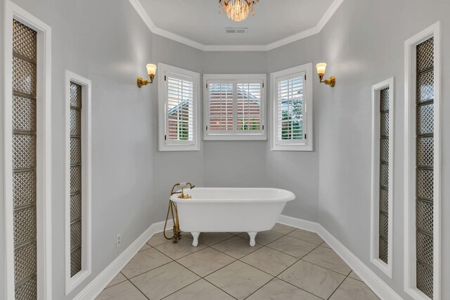 113 Middleton Cir, Nashville, TN 37215 - full bathroom with a freestanding bath, baseboards, and ornamental molding