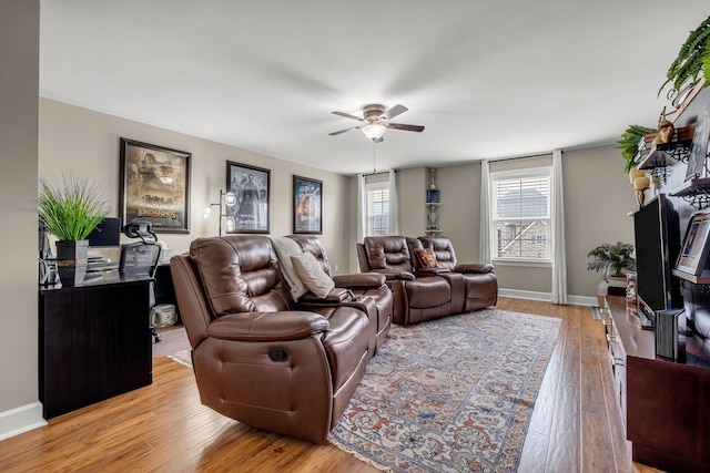 5190 Giardino Dr, Mount Juliet, TN 37122 - living room with ceiling fan, light wood finished floors, and baseboards