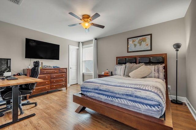 5190 Giardino Dr, Mount Juliet, TN 37122 - bedroom featuring light wood-style floors, an office area, ceiling fan, and baseboards
