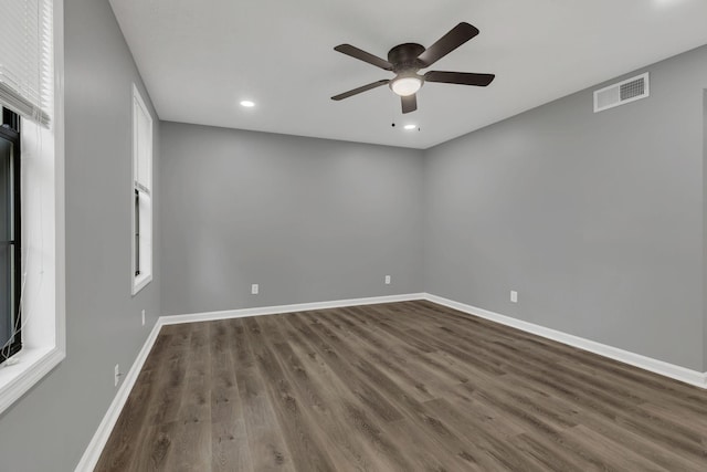 3728 Wharton Dr, Nashville, TN 37211 - spare room with ceiling fan, dark wood-style floors, baseboards, and recessed lighting