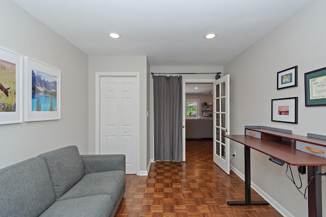 600 Riverview Dr, Franklin, TN 37064 - living area with french doors, recessed lighting, and baseboards