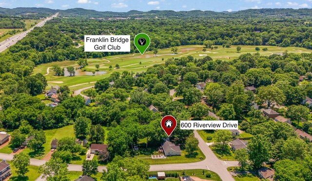 600 Riverview Dr, Franklin, TN 37064 - aerial view of a golf course and a water and mountain view