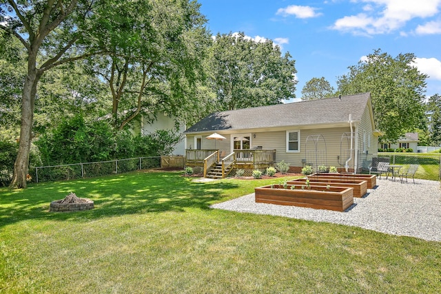 600 Riverview Dr, Franklin, TN 37064 - back of property with a fire pit, a garden, and a wooden deck