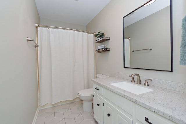 600 Riverview Dr, Franklin, TN 37064 - full bathroom with vanity, toilet, tile patterned flooring, and shower / tub combo