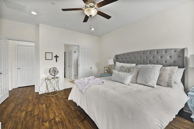 6013 Doster Rd, Smyrna, TN 37167 - bedroom featuring wood finished floors, attic access, a ceiling fan, and recessed lighting