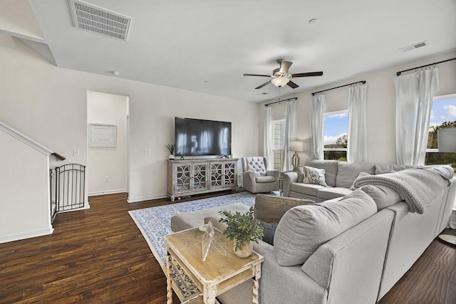 6013 Doster Rd, Smyrna, TN 37167 - living area with wood finished floors, a ceiling fan, and baseboards
