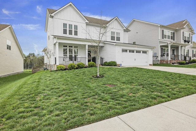 6013 Doster Rd, Smyrna, TN 37167 - view of front facade with covered porch, board and batten siding, driveway, and an attached garage