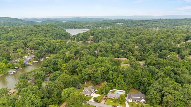 7321 Coastal Dr, Harrison, TN 37341 - aerial overview of property's location featuring a heavily wooded area and a nearby body of water