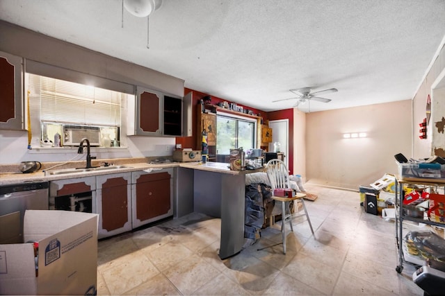 169 Wawona Dr, Wildwood, GA 30757 - kitchen with ceiling fan, a sink, cooling unit, light countertops, and a textured ceiling