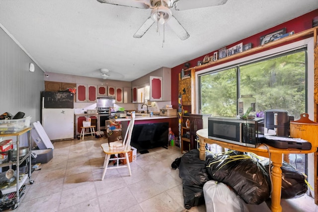 169 Wawona Dr, Wildwood, GA 30757 - living room featuring a ceiling fan and a textured ceiling