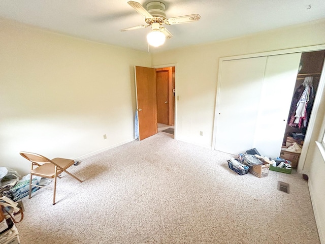 72 Allen Ln, Huntingdon, TN 38344 - unfurnished bedroom with a closet, carpet flooring, ceiling fan, and baseboards
