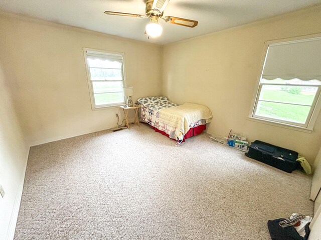 72 Allen Ln, Huntingdon, TN 38344 - bedroom with carpet flooring, crown molding, and ceiling fan