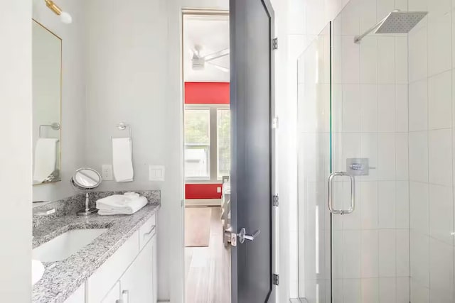 1144 Harmony Way, Nashville, TN 37207 - bathroom featuring a shower stall and double vanity