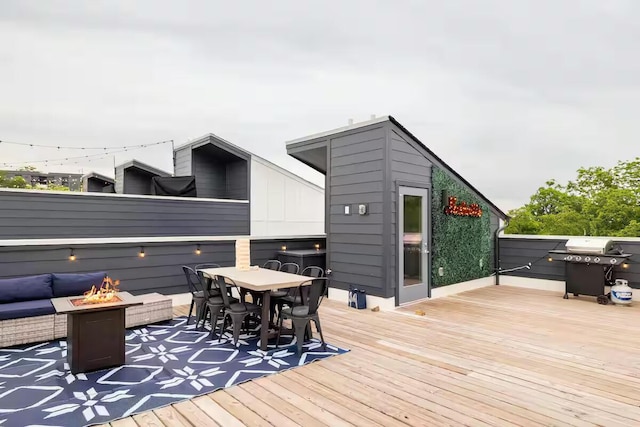 1144 Harmony Way, Nashville, TN 37207 - wooden deck featuring a fire pit, grilling area, and outdoor dining area